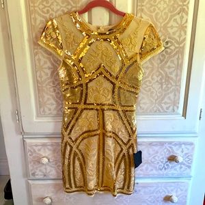 Gold sequin cocktail dress